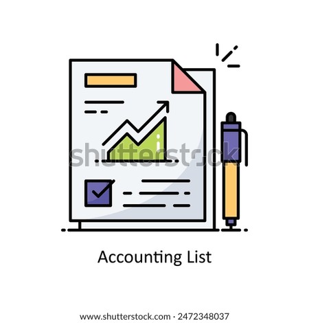 Accounting List vector filled outline icon style illustration. Symbol on White background EPS 10 File