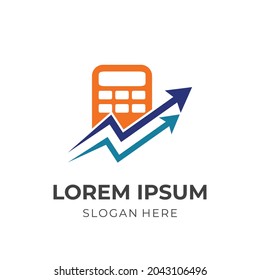 accounting logo concept with flat orange and blue style