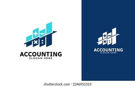 Accounting logo design. The statistics symbol with calculator concept. Finance vector template