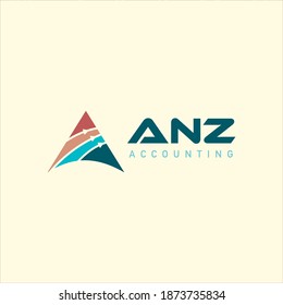 Logo de contabilidad, color sencillo, forma triangular, símbolo de gráfico