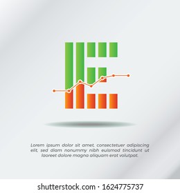 Accounting Logo Template for Finance Business or Accountant with Alphabetical Letter E and Graphic Bar Sign