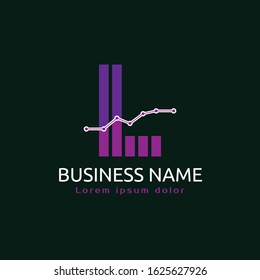 Accounting Logo Template for Finance Business or Accountant with Alphabetical Letter L and Graphic Bar Sign