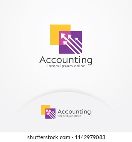 Accounting logo, Vector square symbol with arrows growing up, Accounting vector logo template