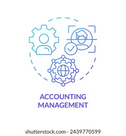 Accounting management blue gradient concept icon. Digital tracking, log analyzing. Network protocol regulation. Round shape line illustration. Abstract idea. Graphic design. Easy to use