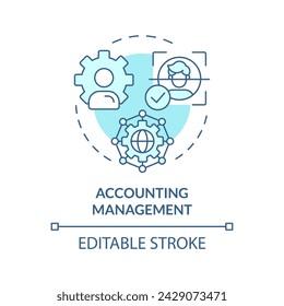 Accounting management soft blue concept icon. Digital tracking, log analyzing. Network protocol regulation. Round shape line illustration. Abstract idea. Graphic design. Easy to use