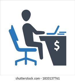 Icono del administrador de contabilidad, estación de trabajo de escritorio de computadora