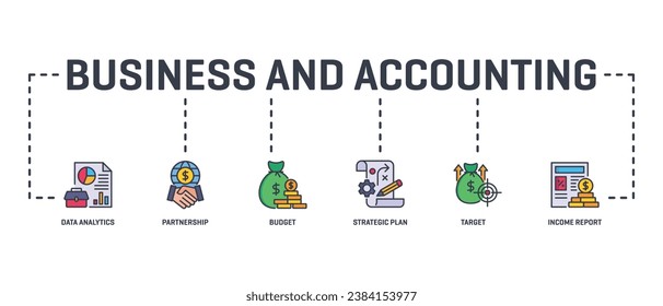 Accounting Mix Banner Icons Business and Accounting Stock Vector