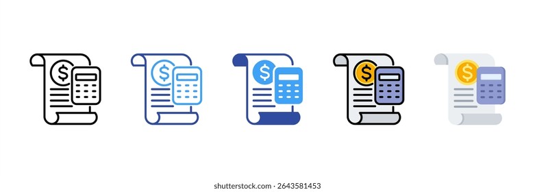 Conjunto de Ícones de Vários Estilos de Contabilidade