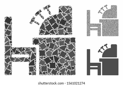 Accounting office composition of abrupt elements in various sizes and color tints, based on accounting office icon. Vector abrupt elements are united into illustration.