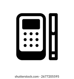 Accounting. Outlined stroke vector icon with black-filled details.