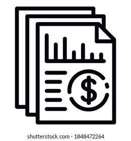 Accounting paper icon. Outline accounting paper vector icon for web design isolated on white background