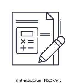 Accounting plan icon, linear isolated illustration, thin line vector, web design sign, outline concept symbol with editable stroke on white background.