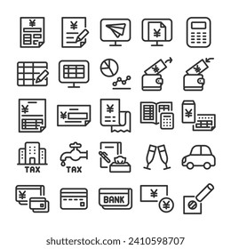 Juego de iconos de contabilidad de procesos de contabilidad