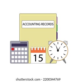 Accounting records concept, business management and control finance. Vector illustration. Financial business plan, document balance services, finance managment, memorandum manager, marketing strategy