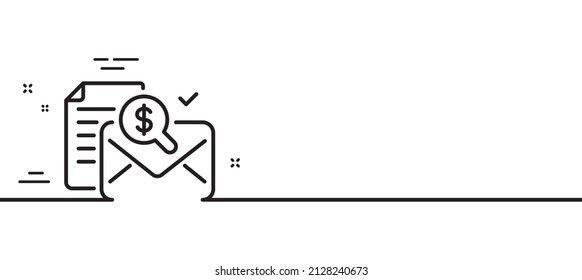 Accounting report line icon. Audit sign. Check finance symbol. Minimal line illustration background. Accounting report line icon pattern banner. White web template concept. Vector