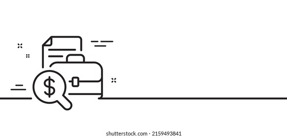 Accounting report line icon. Audit sign. Check finance symbol. Minimal line illustration background. Accounting report line icon pattern banner. White web template concept. Vector