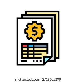 Vector de iconos de color de informes contables. signo de informes contables. ilustración de símbolos aislados