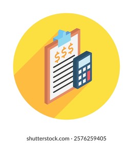 Accounting rounded isometric 3D. use for modern concept, print, UI, UX kit, web and app development. Vector EPS 10, related to education, business, finance, investment.