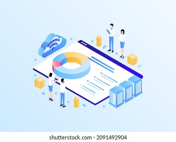 Seminario de Contabilidad Isometric Light Gradiadient Illustration. Adecuado para aplicaciones móviles, sitio web, banner, diagramas, infografías y otros activos gráficos.