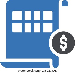 accounting sheet vector glyph colour icon