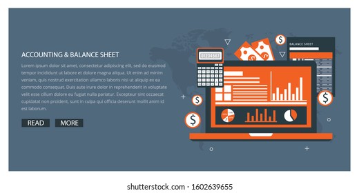 accounting software balance sheet money calculator application laptop