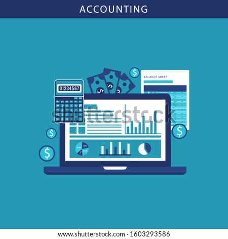 accounting software balance sheet money calculator application laptop