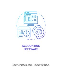 Accounting software blue gradient concept icon. Computer program. Business accounting management abstract idea thin line illustration. Isolated outline drawing. Myriad Pro-Bold fonts used