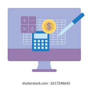 Accounting Software Financial Calculator Spreadsheet Interface Monitor Dollar Digital Tool Budget Management Report Entry Data