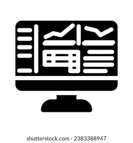 vector de icono de glifo de software de contabilidad. firma de software de contabilidad. ilustración de símbolo aislado