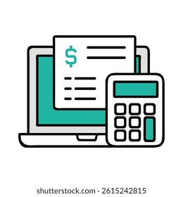 Accounting Software Laptop Calculator Tax Filing Document Finance Icon Cloud Desktop Payment Solution