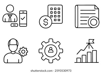 Accounting software line art illustration for business success