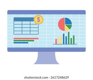 Accounting Software Monitor Charts Finance Dashboard Spreadsheet Digital Budget Analysis Pie Graph Report Financial Data