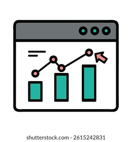 Accounting Software Web Dashboard Report Growth Analytics Interface Icon Online Data Visualization System