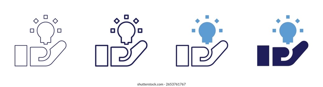 Ícone da solução de contabilidade em 4 estilos diferentes. Linha Fina, Linha, Linha Negrito, Duotônico. Estilo duotônico. Traçado editável.