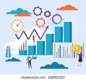 Accounting statistics management concept. Vector flat cartoon graphic design illustration