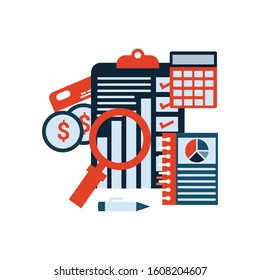 Accounting and taxes flat vector illustration design