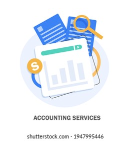 Accounting and taxes flat vector illustration design. Business concept for financial analysis