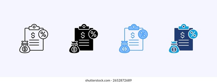 Accounting And Taxes Icon Set Multiple Style Collection
