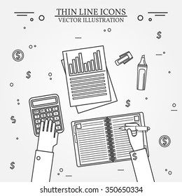 Accounting thin line icon. Vector illustration.