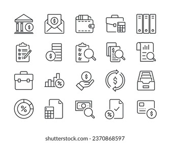 Accounting thin line icons. For website marketing design, logo, app, template, ui, etc. Vector illustration.