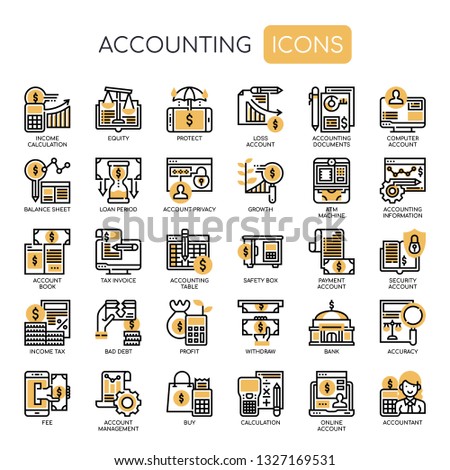 Accounting , Thin Line and Pixel Perfect Icons