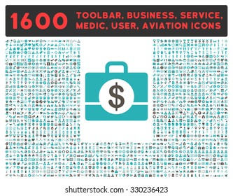 Accounting vector icon and 1600 other business, service tools, medical care, software toolbar, web interface pictograms. Style is bicolor flat symbols, grey and cyan colors, rounded angles, white