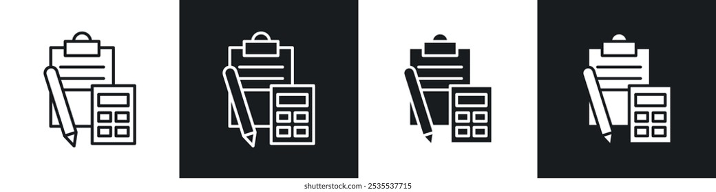 Accounting vector icon set in black and white. EPS 10 illustration