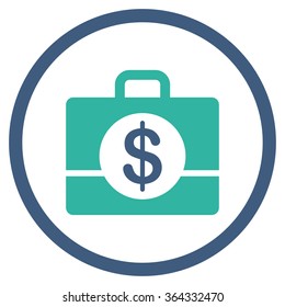 Accounting vector icon. Style is bicolor flat circled symbol, cobalt and cyan colors, rounded angles, white background.