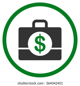 Accounting vector icon. Style is bicolor flat circled symbol, green and gray colors, rounded angles, white background.