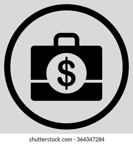 Accounting vector icon. Style is flat circled symbol, black color, rounded angles, light gray background.