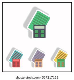 accounting Vector illustration collection in paper sticker style of calculator and blank