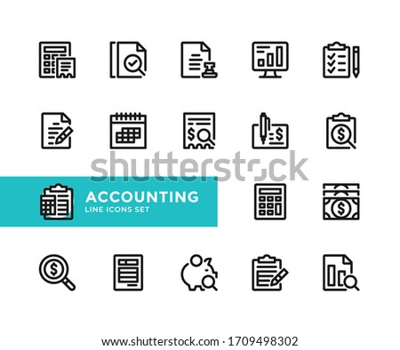 Accounting vector line icons. Simple set of outline symbols, graphic design elements. Line icons