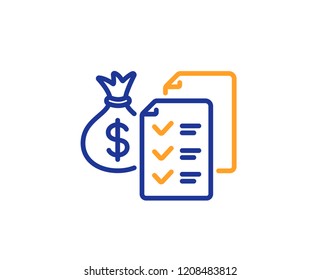 Accounting wealth line icon. Audit report sign. Check finance symbol. Colorful outline concept. Blue and orange thin line color icon. Accounting wealth Vector