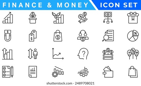 Accounting web icons set. Accounting and Audit - simple thin line icons collection. Containing financial statement, taxes, accountant, financial audit, invoice, income and more. Simple web icons set